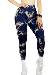 Foto 1 | Leggings Deportivos Tie-dye Mujer Para Yoga Y Gym Lic-0168 Marino Blanco Comodidad Y Estilo