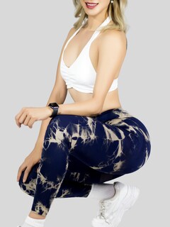 Foto 6 | Leggings Deportivos Tie-dye Mujer Para Yoga Y Gym Lic-0168 Marino Blanco Comodidad Y Estilo
