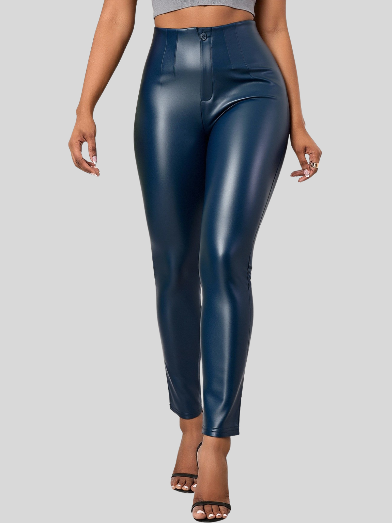 Foto 5 pulgar | Set De 2 Leggins Mujer De Tiro Extra Alto Lic-0180-px2 Gris Y Azul Faja Pantalón