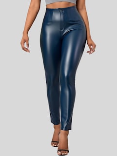 Foto 4 | Set De 2 Leggins Mujer De Tiro Extra Alto Lic-0180-px2 Gris Y Azul Faja Pantalón