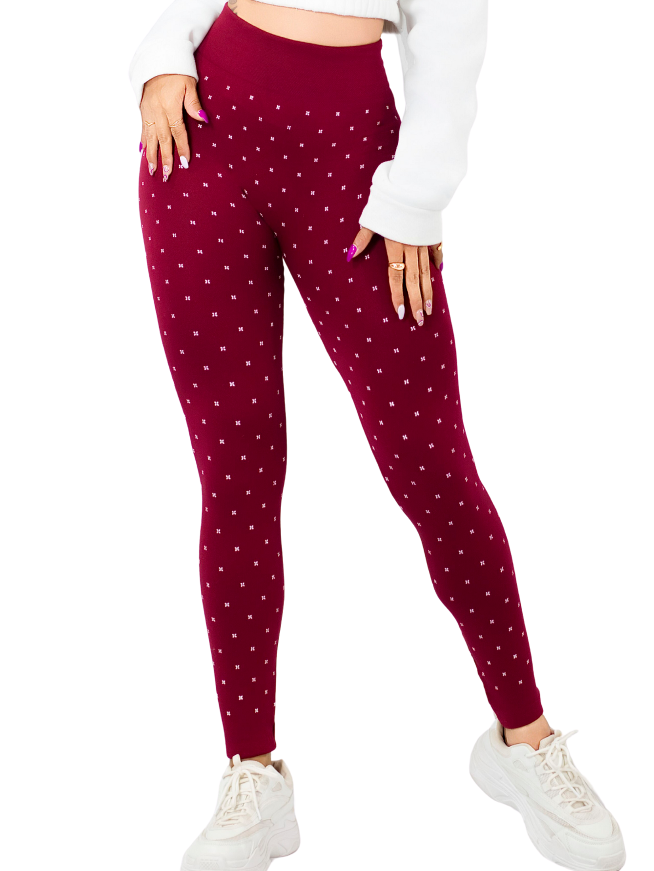 Foto 1 | Mallas Deportivas Leggins Gym Interior Térmico Lic-0199 Vino Mujer Mallone