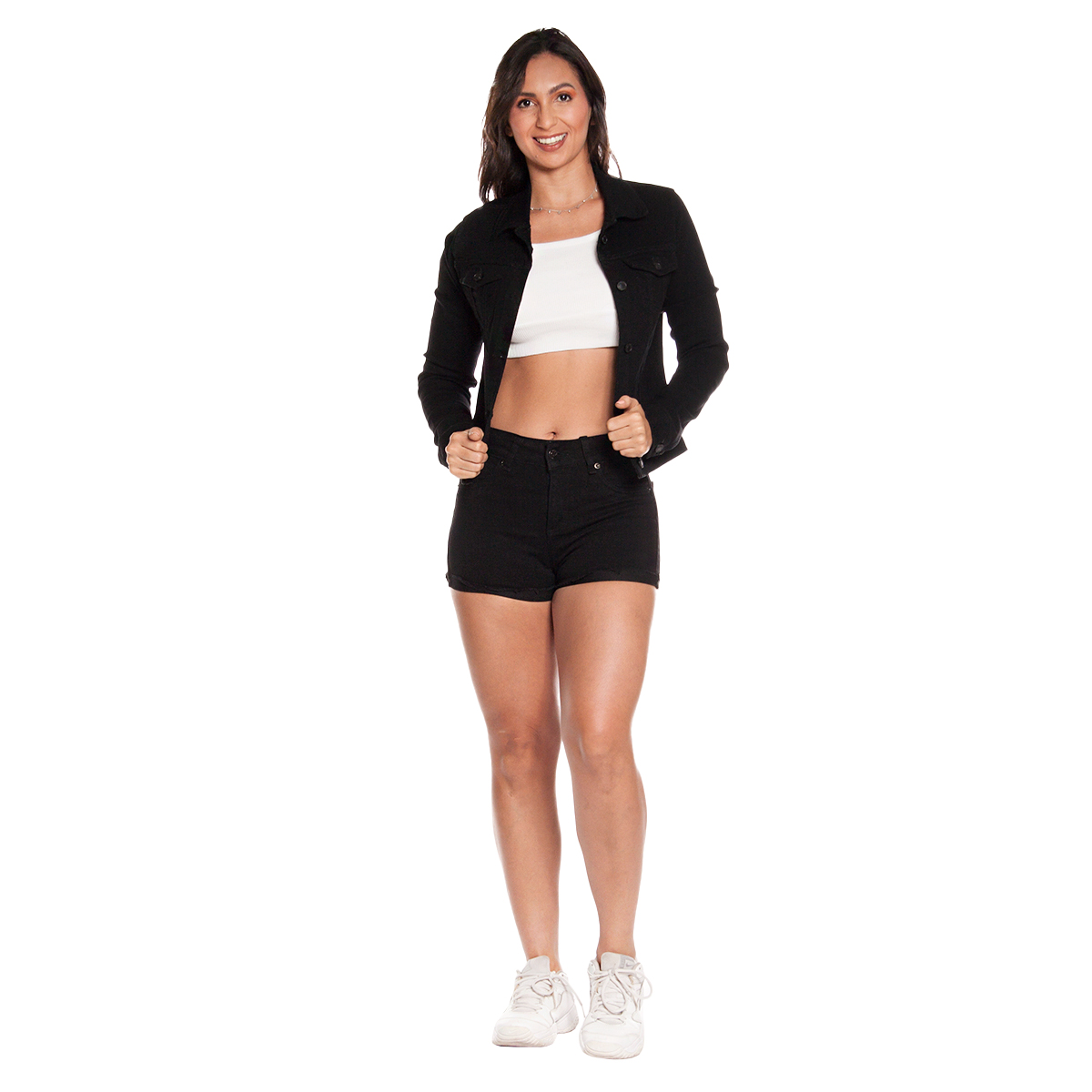 Foto 1 | Short de Mezclilla Pineda Jeans Dob color Negro Lineal Suit para Dama