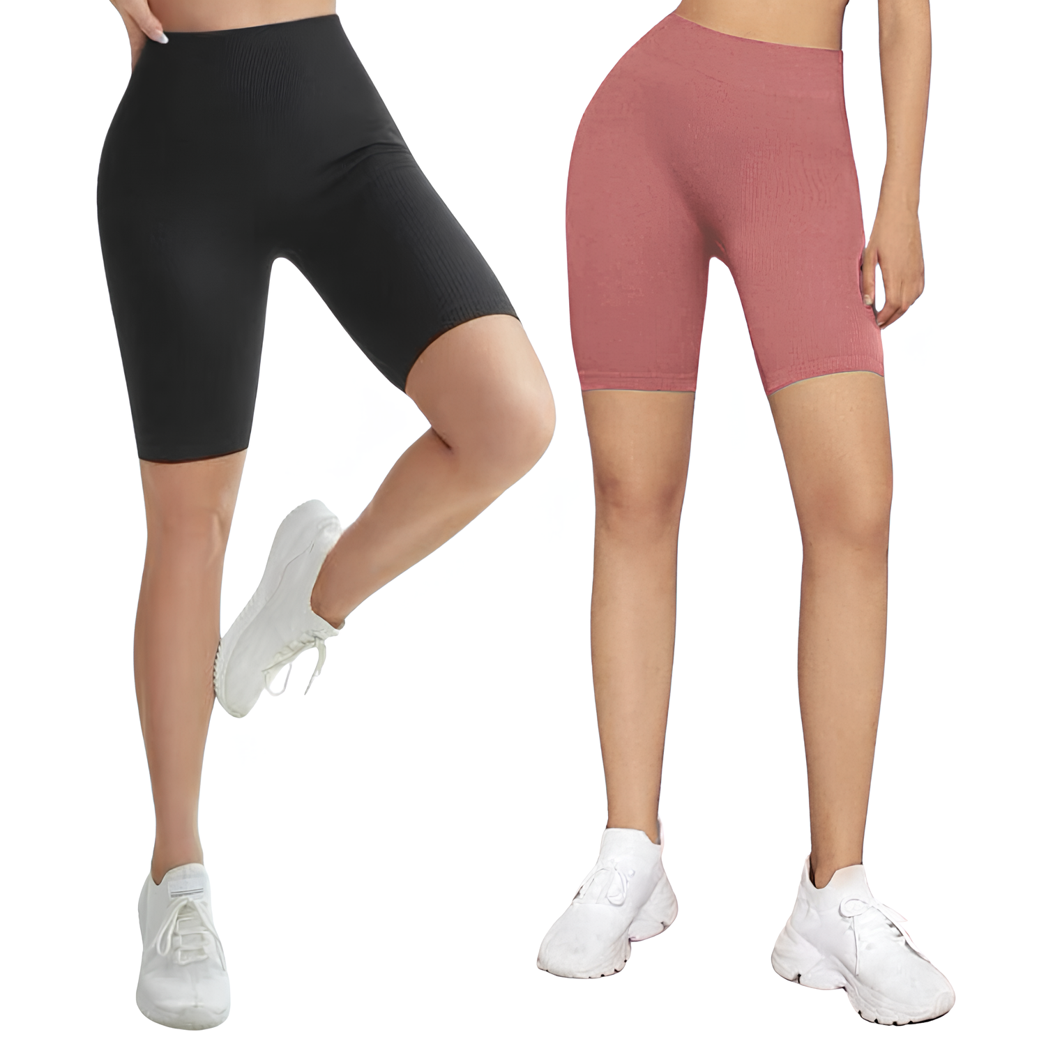Foto 2 pulgar | Set de Dos Short Biker Sh-041 Negro y Coral Deportivos para Mujer