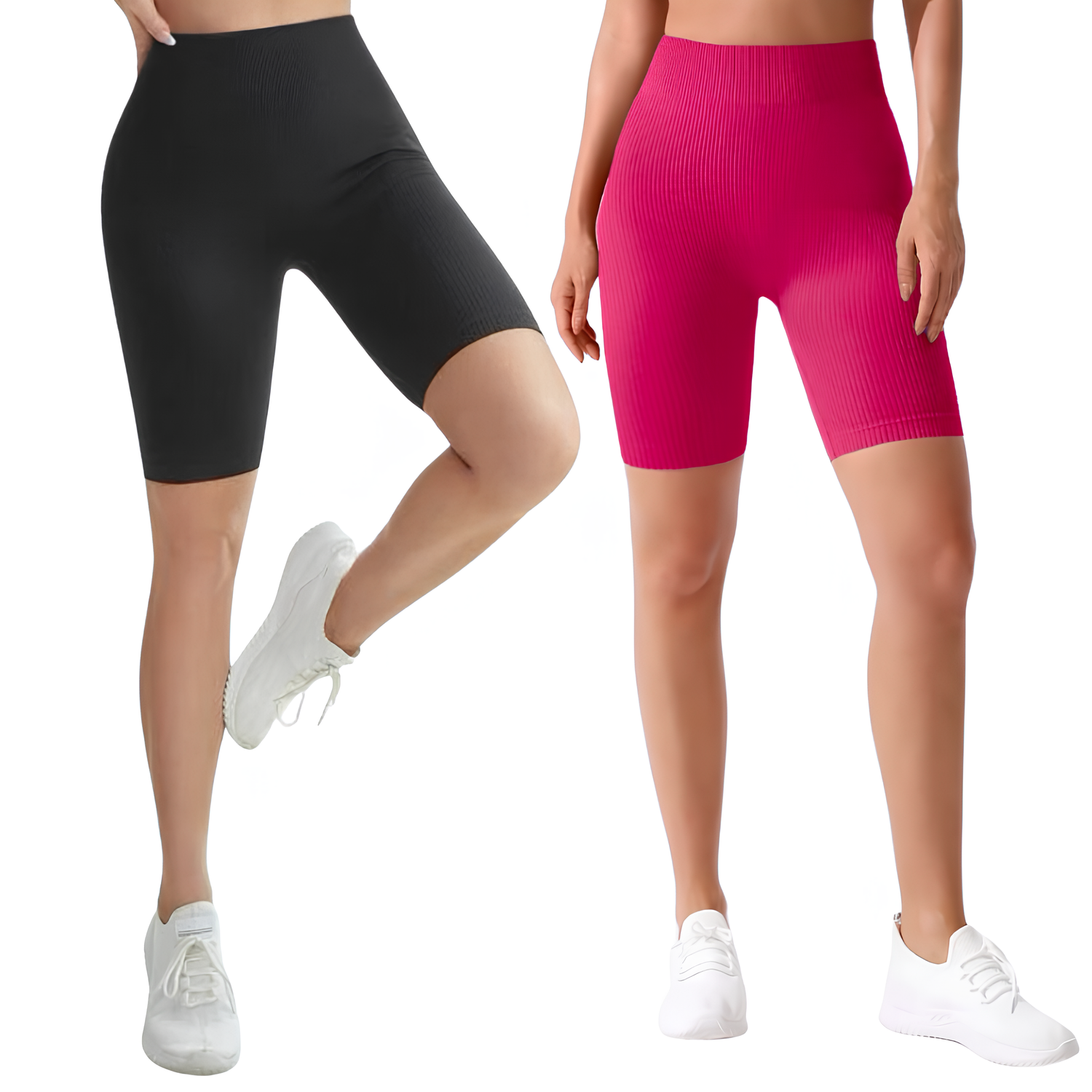 Foto 2 pulgar | Set de Dos Shorts Bikers Deportivos Negro y Rosa para Mujer
