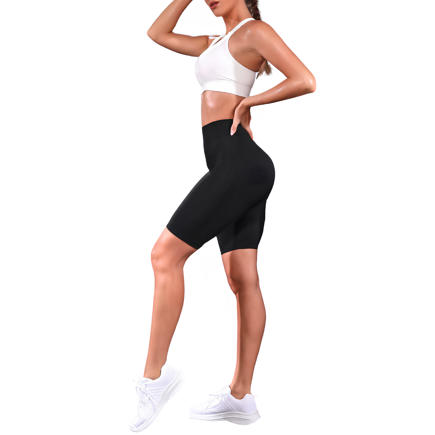 Foto 2 | Set de Dos Shorts Bikers Deportivos Negro y Rosa para Mujer