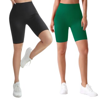 Foto 1 | Set de Dos Shorts Bikers Deportivos Negro y Verde para Mujer