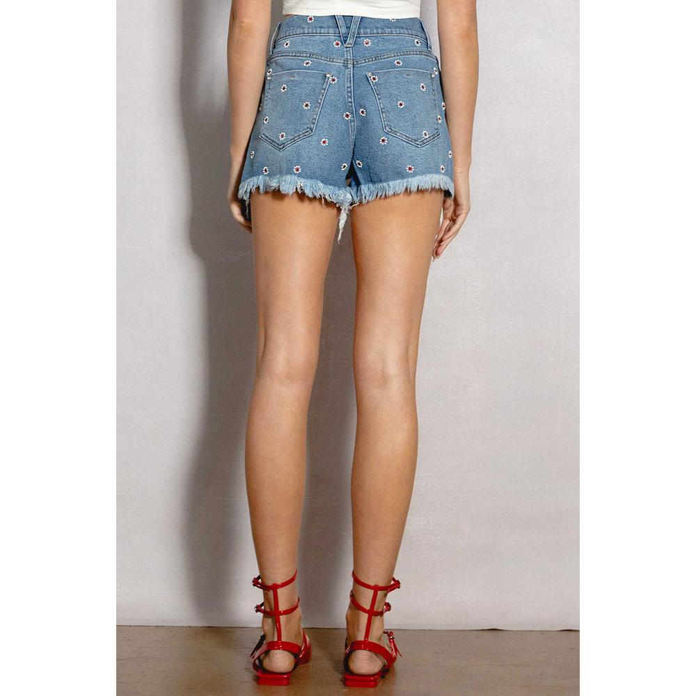 Foto 3 | Short Con Detalle De Flores /juvenil, 217 (azul Medio) Azul