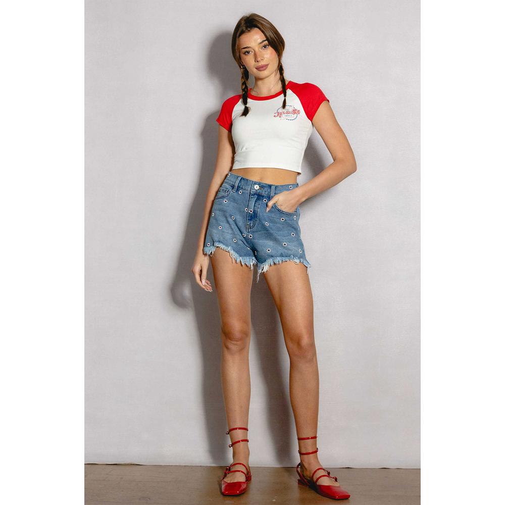 Foto 5 | Short Con Detalle De Flores /juvenil, 217 (azul Medio) Azul