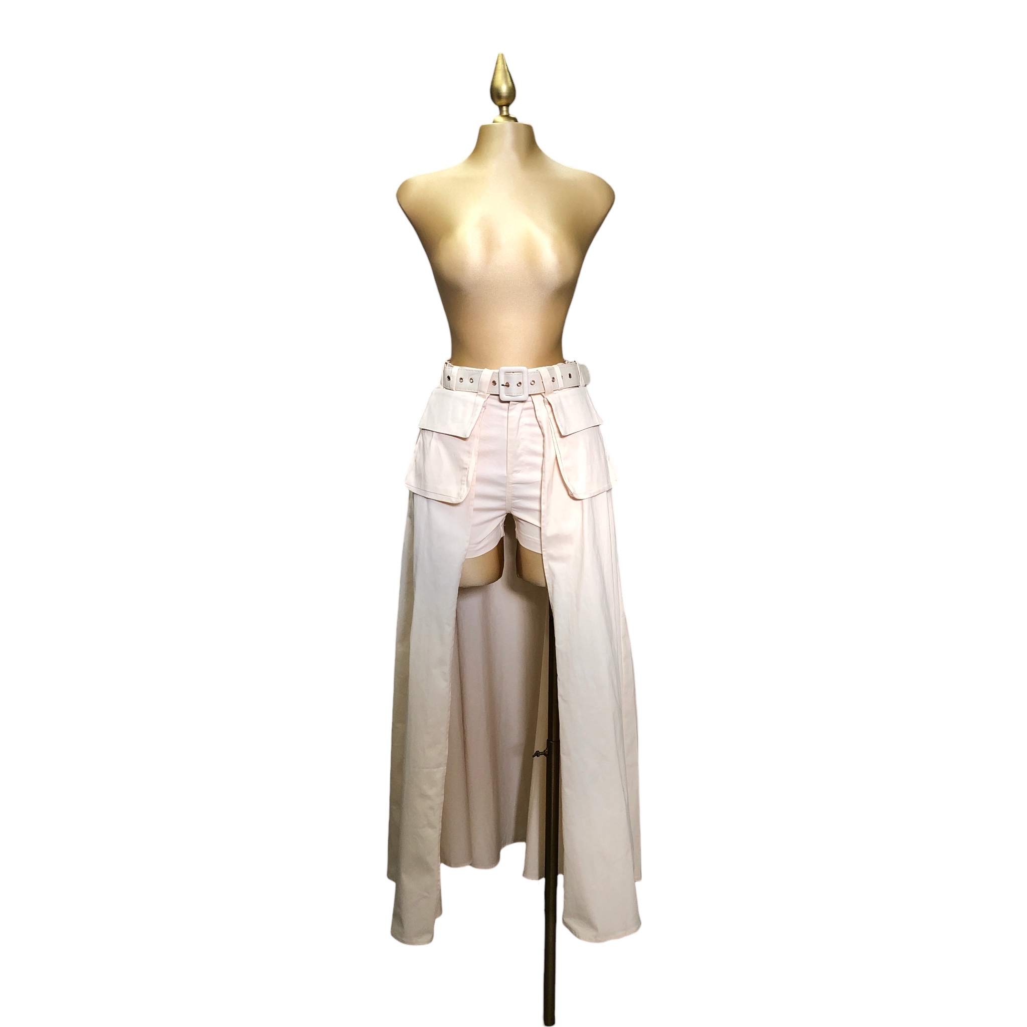 Foto 1 | Short Falda Lc Designs Collection con Cinturón Bajo Simétrico color Nude