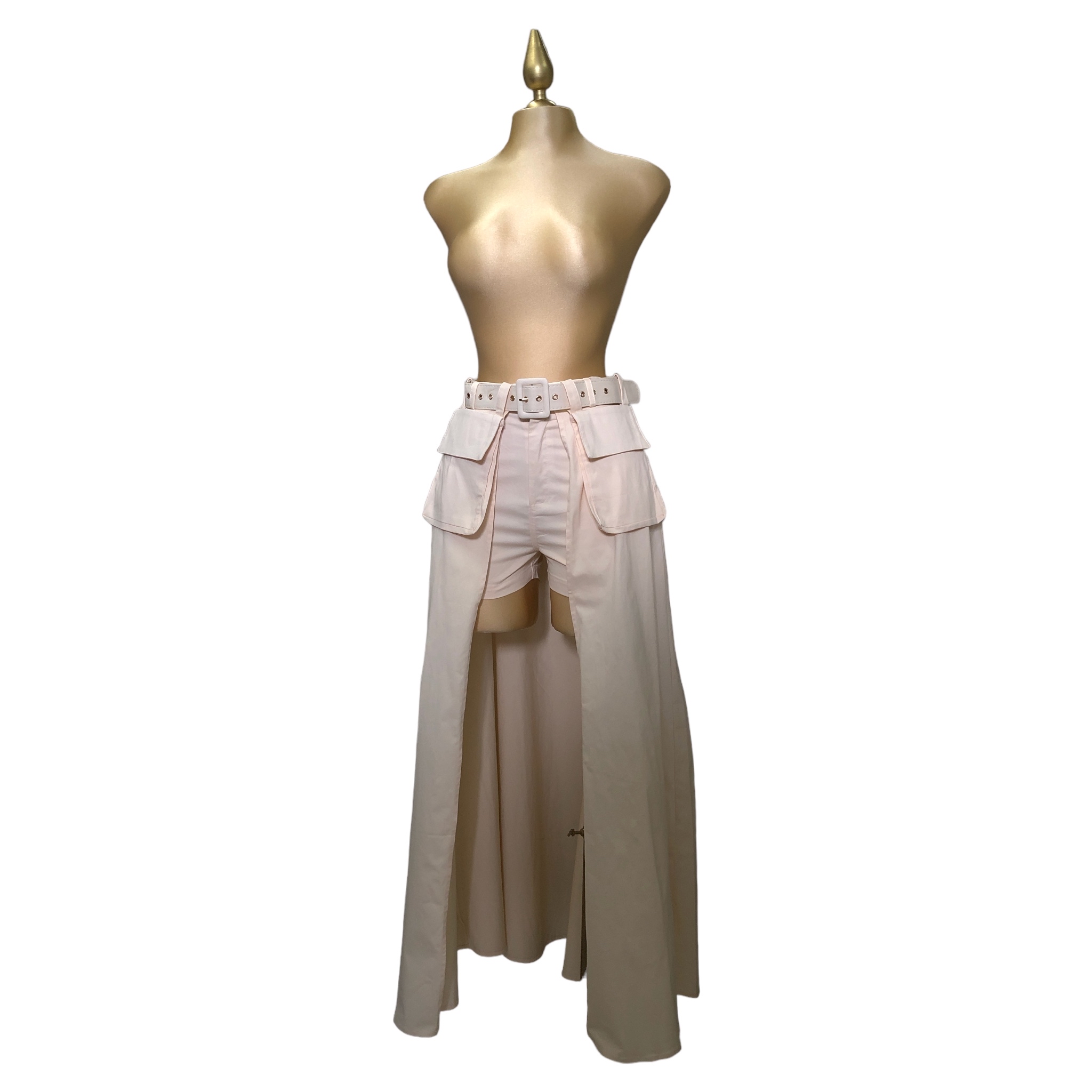 Foto 2 | Short Falda Lc Designs Collection con Cinturón Bajo Simétrico color Nude