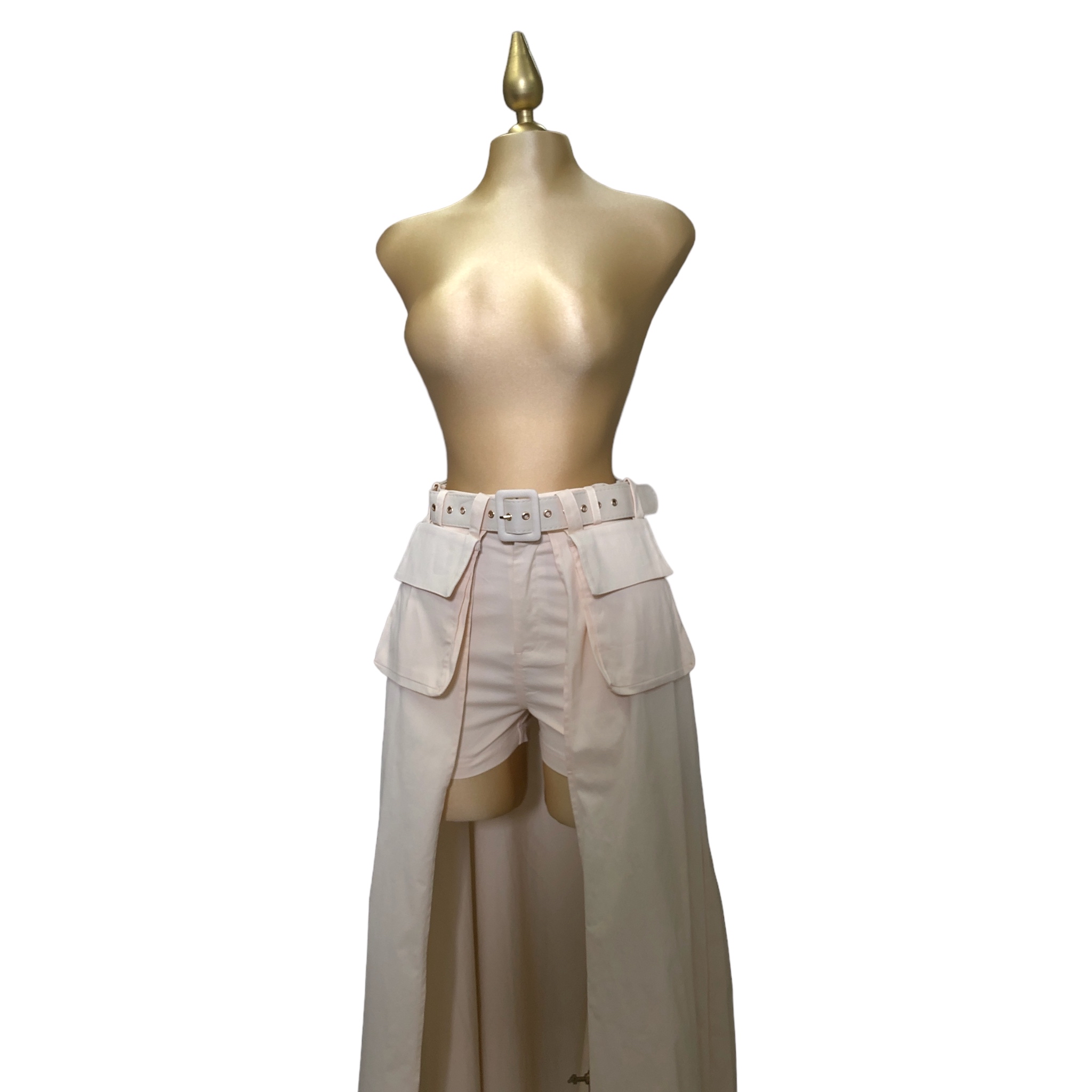 Foto 4 pulgar | Short Falda Lc Designs Collection con Cinturón Bajo Simétrico color Nude