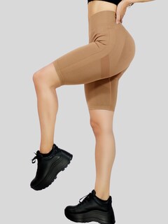 Foto 2 | Short Deportivo Sh-051 Café Claro Stretch Testurizado Push Up de Dama
