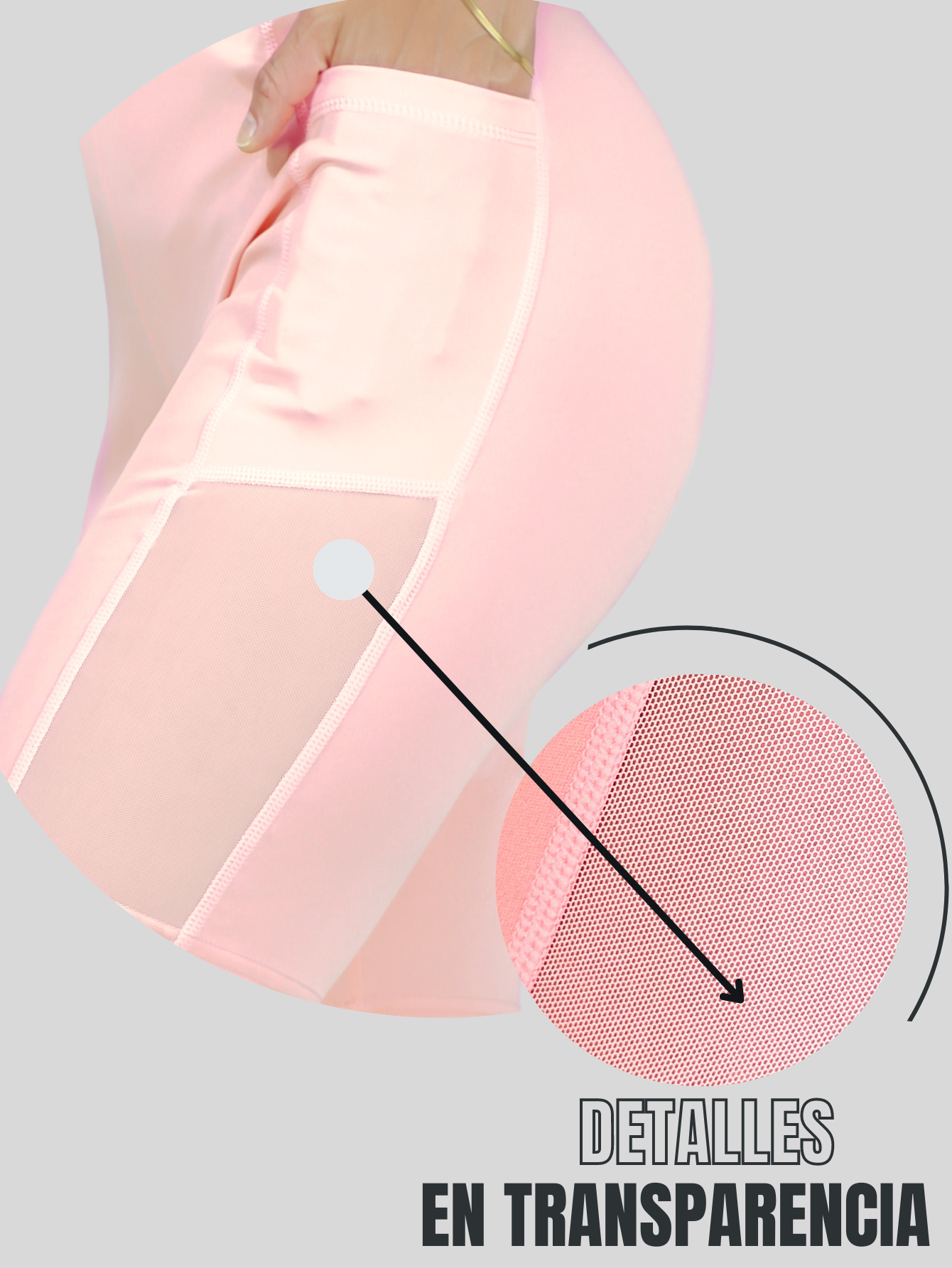 Foto 8 pulgar | Short Deportivo de Mujer Stretch Rosa Claro con Bolsas Laterales
