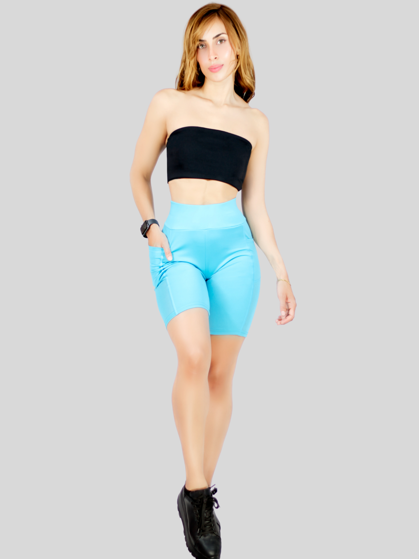 Foto 3 pulgar | Short Deportivo Azul para Mujer