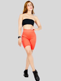 Foto 2 | Short Deportivo Stretch Naranja con Bolsas Laterales para Mujer