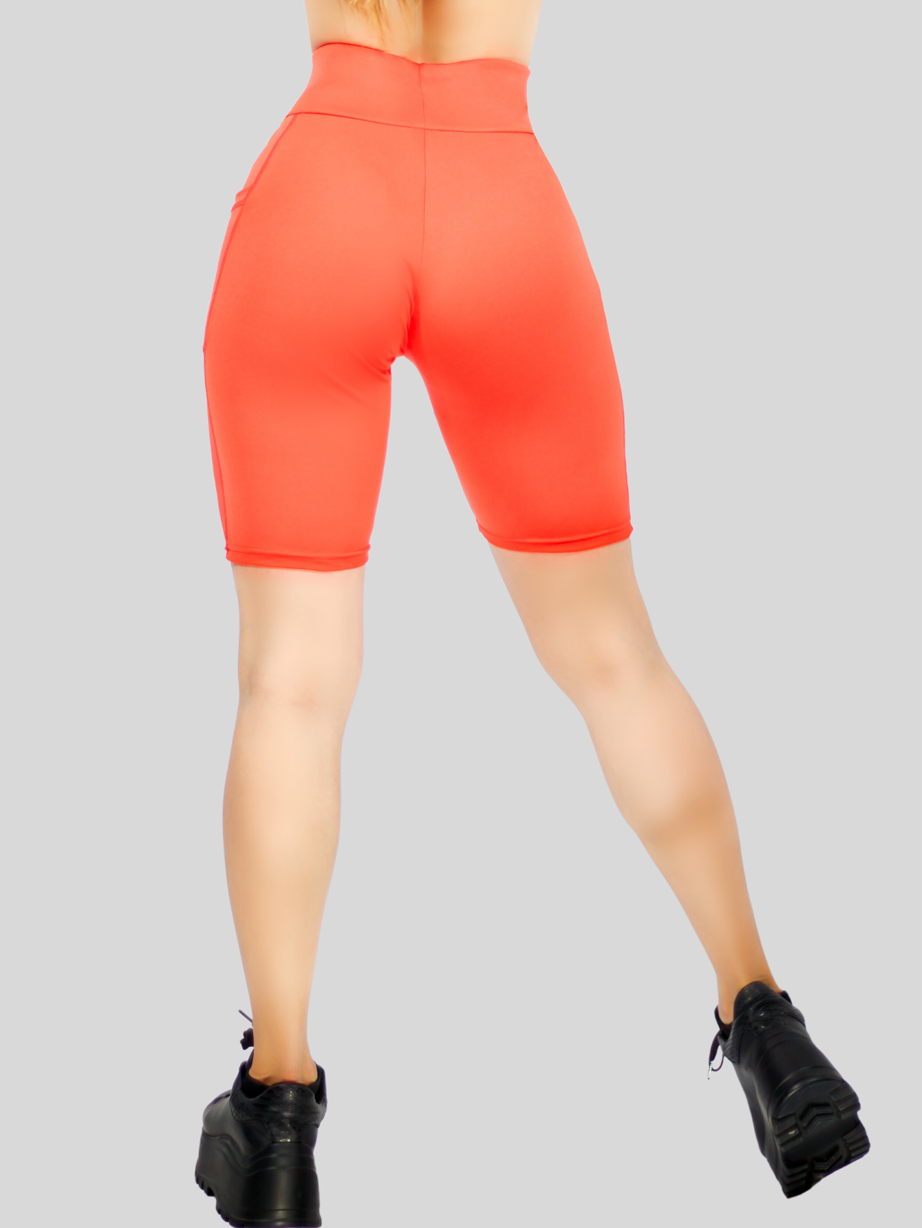 Foto 6 pulgar | Short Deportivo Stretch Naranja con Bolsas Laterales para Mujer