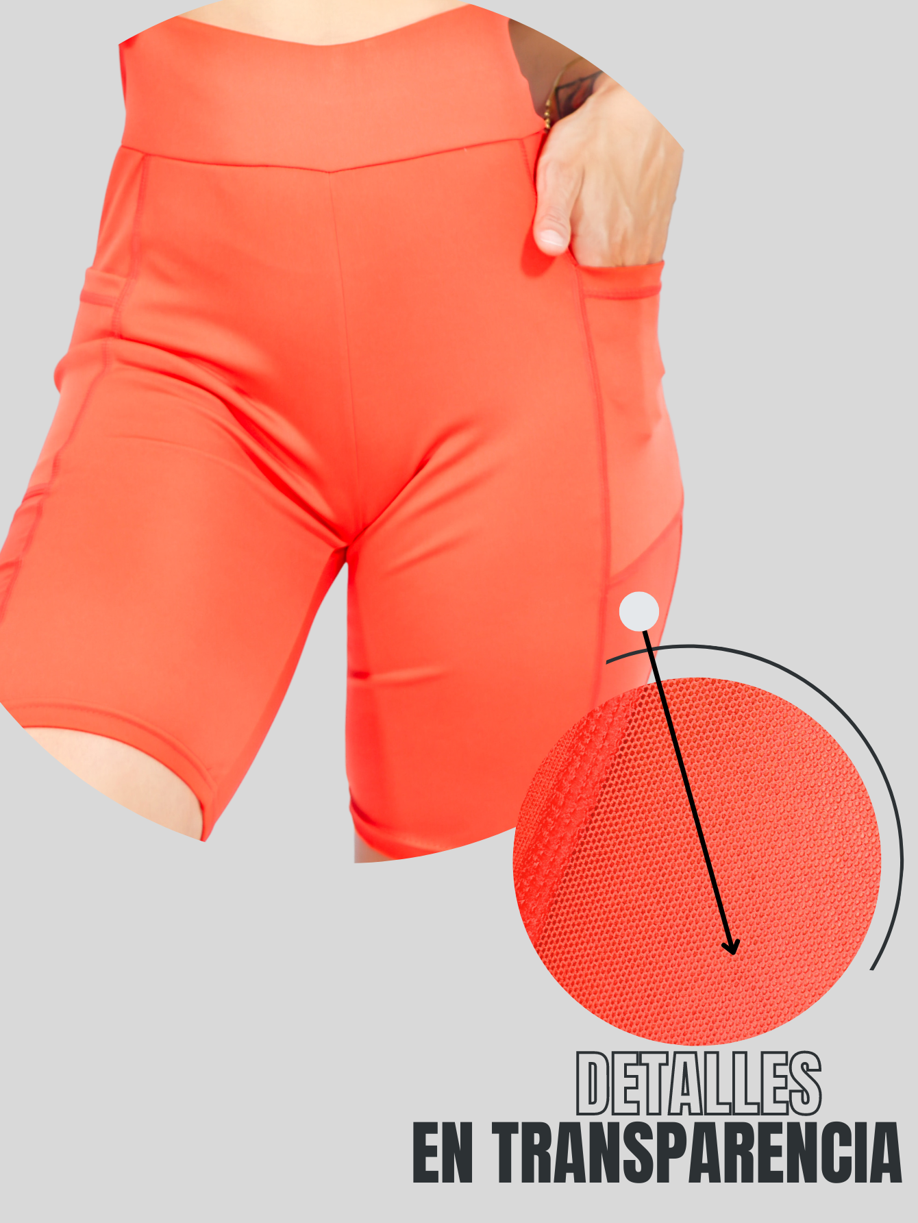 Foto 8 pulgar | Short Deportivo Stretch Naranja con Bolsas Laterales para Mujer