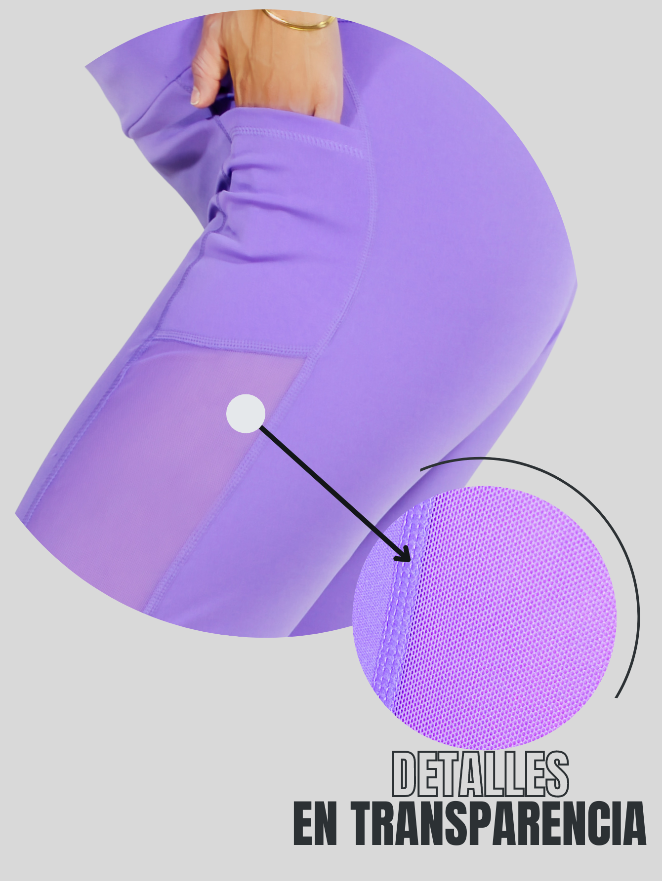 Foto 8 pulgar | Short Deportivo de Mujer Stretch Lila con Bolsas Laterales
