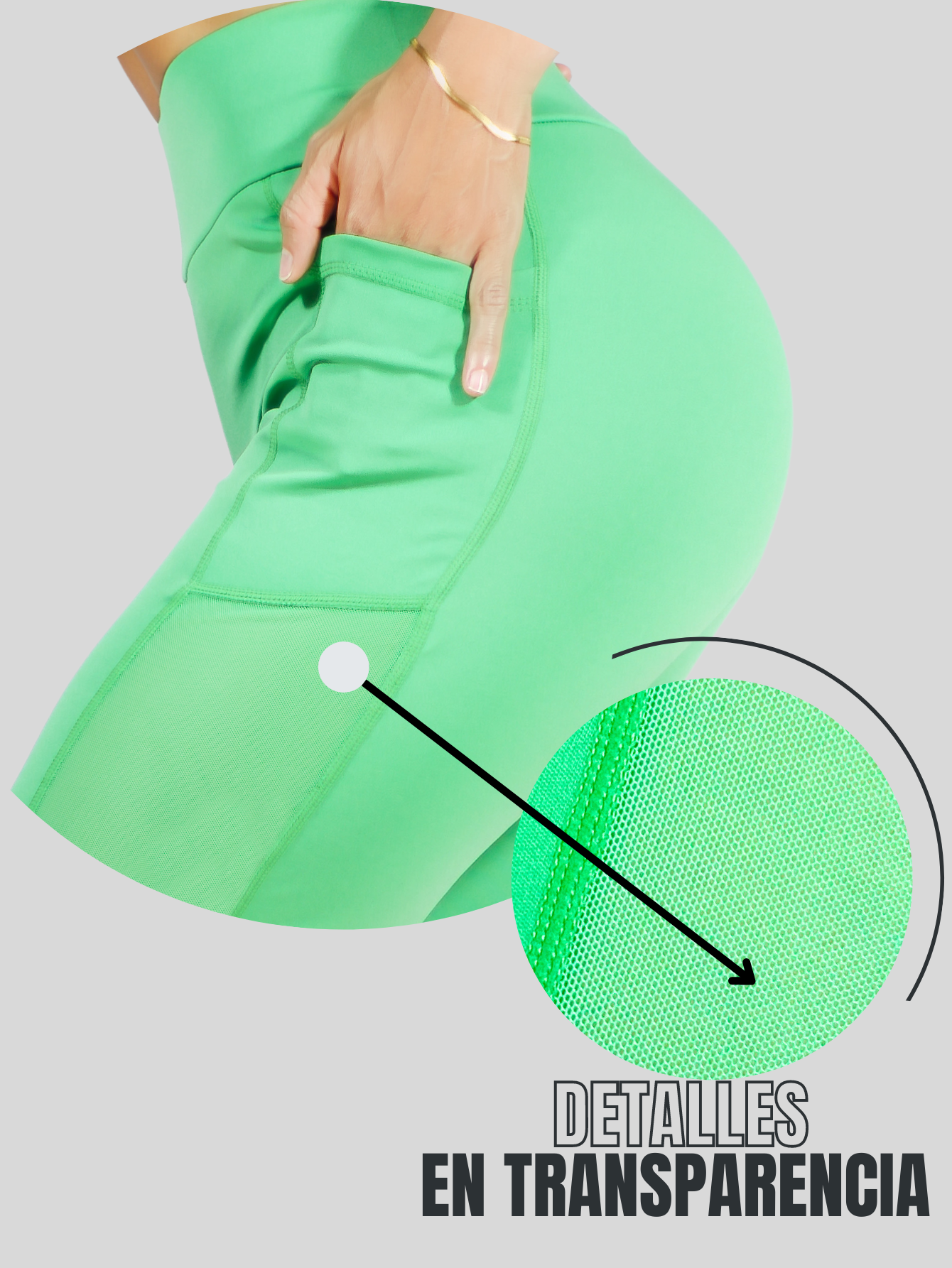 Foto 8 pulgar | Short Deportivo de Mujer Stretch Verde con Bolsas Laterales
