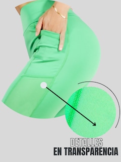 Foto 7 | Short Deportivo de Mujer Stretch Verde con Bolsas Laterales