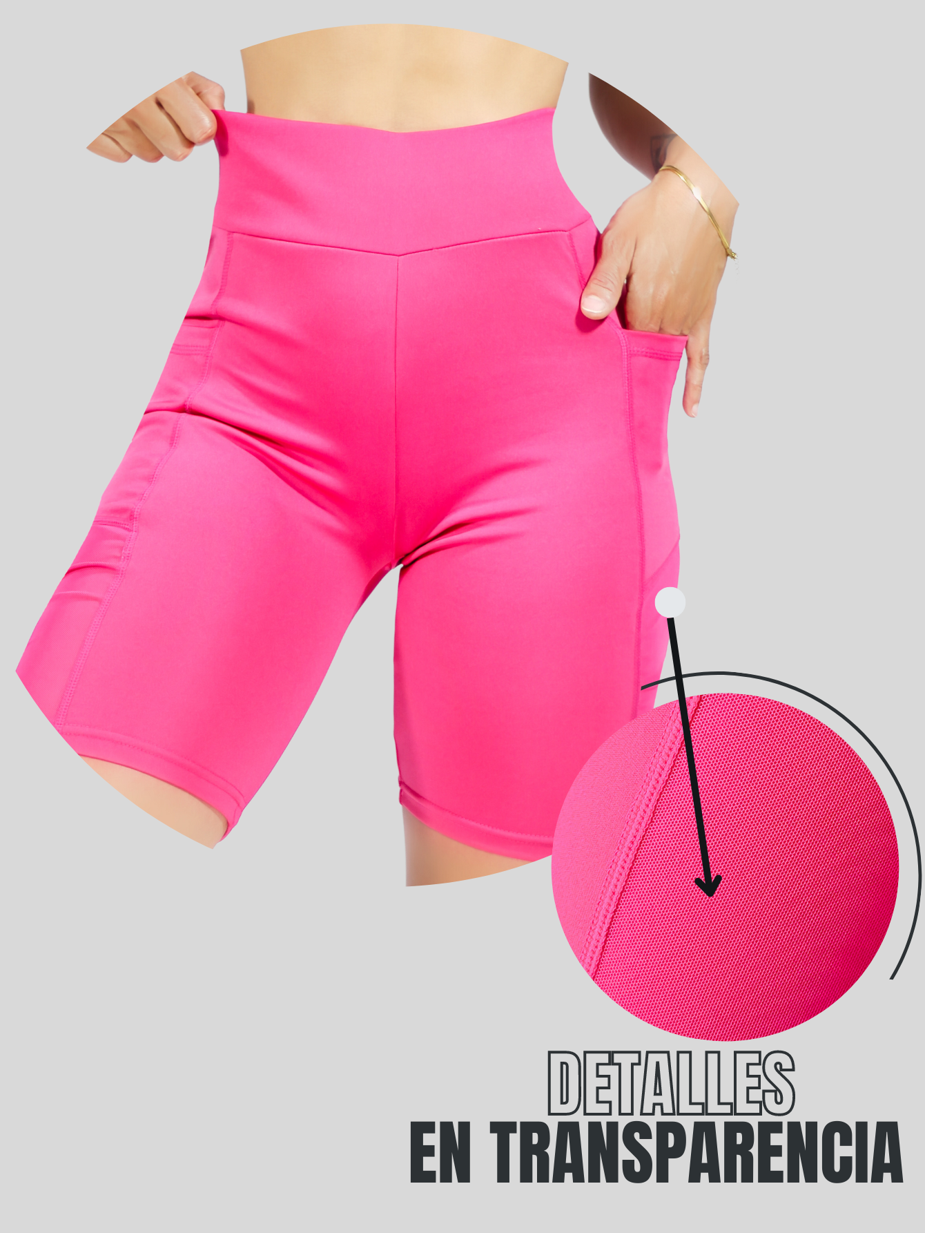 Foto 8 pulgar | Short Deportivo Stretch color Fucsia con Bolsas Laterales