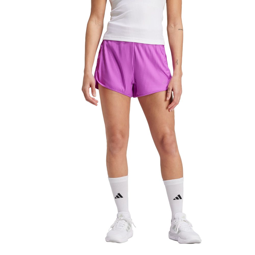 Foto 3 pulgar | Shorts Pacer All Gym Seasonal Rib Corte Alto 3 Franjas Adidas Violeta Mujer