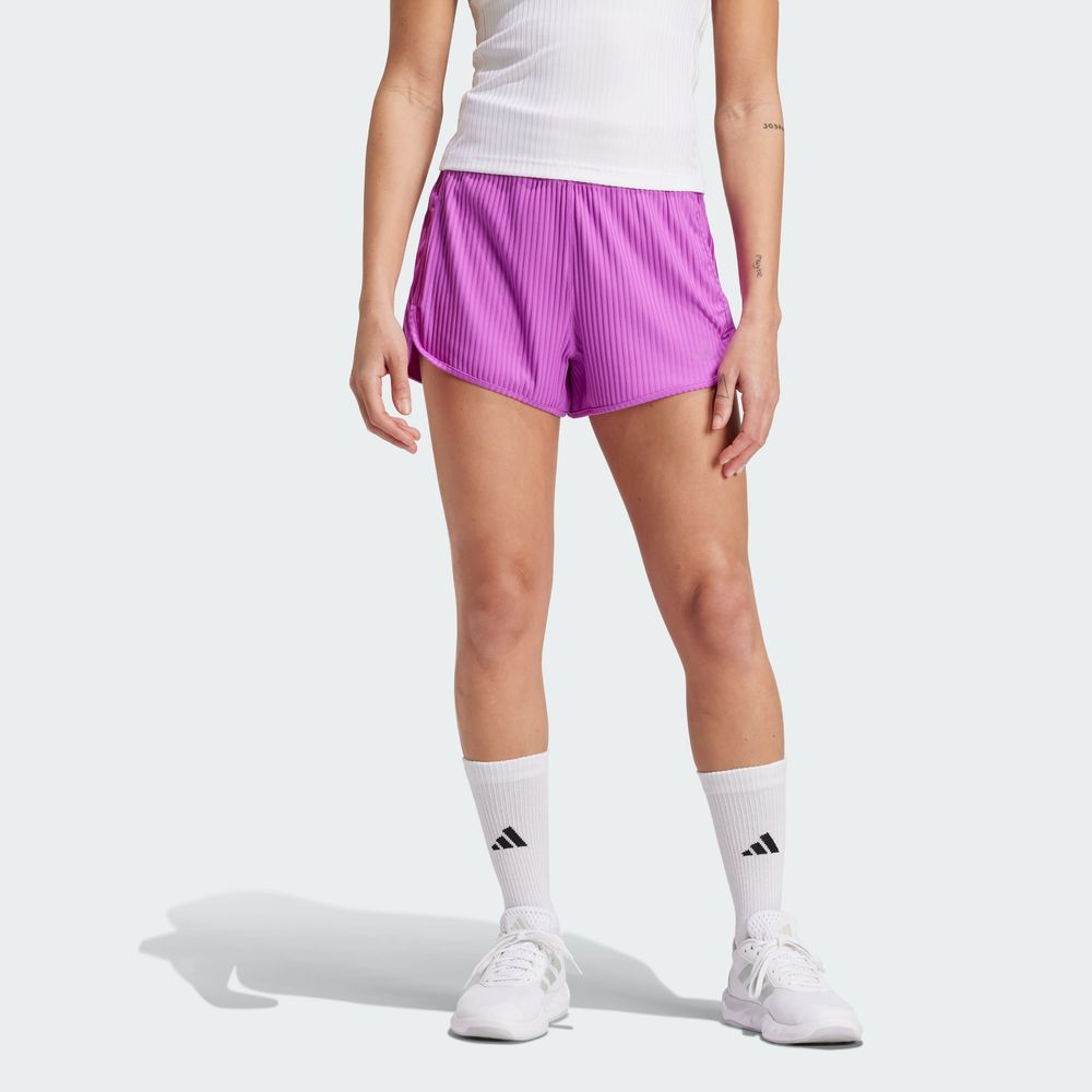 Foto 5 pulgar | Shorts Pacer All Gym Seasonal Rib Corte Alto 3 Franjas Adidas Violeta Mujer