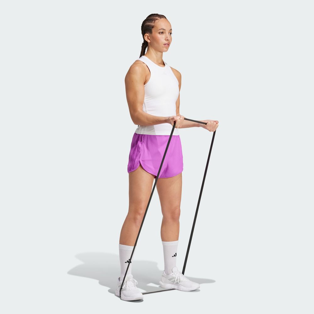 Foto 7 pulgar | Shorts Pacer All Gym Seasonal Rib Corte Alto 3 Franjas Adidas Violeta Mujer