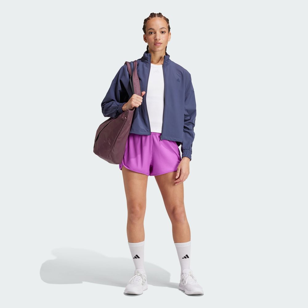 Foto 8 pulgar | Shorts Pacer All Gym Seasonal Rib Corte Alto 3 Franjas Adidas Violeta Mujer