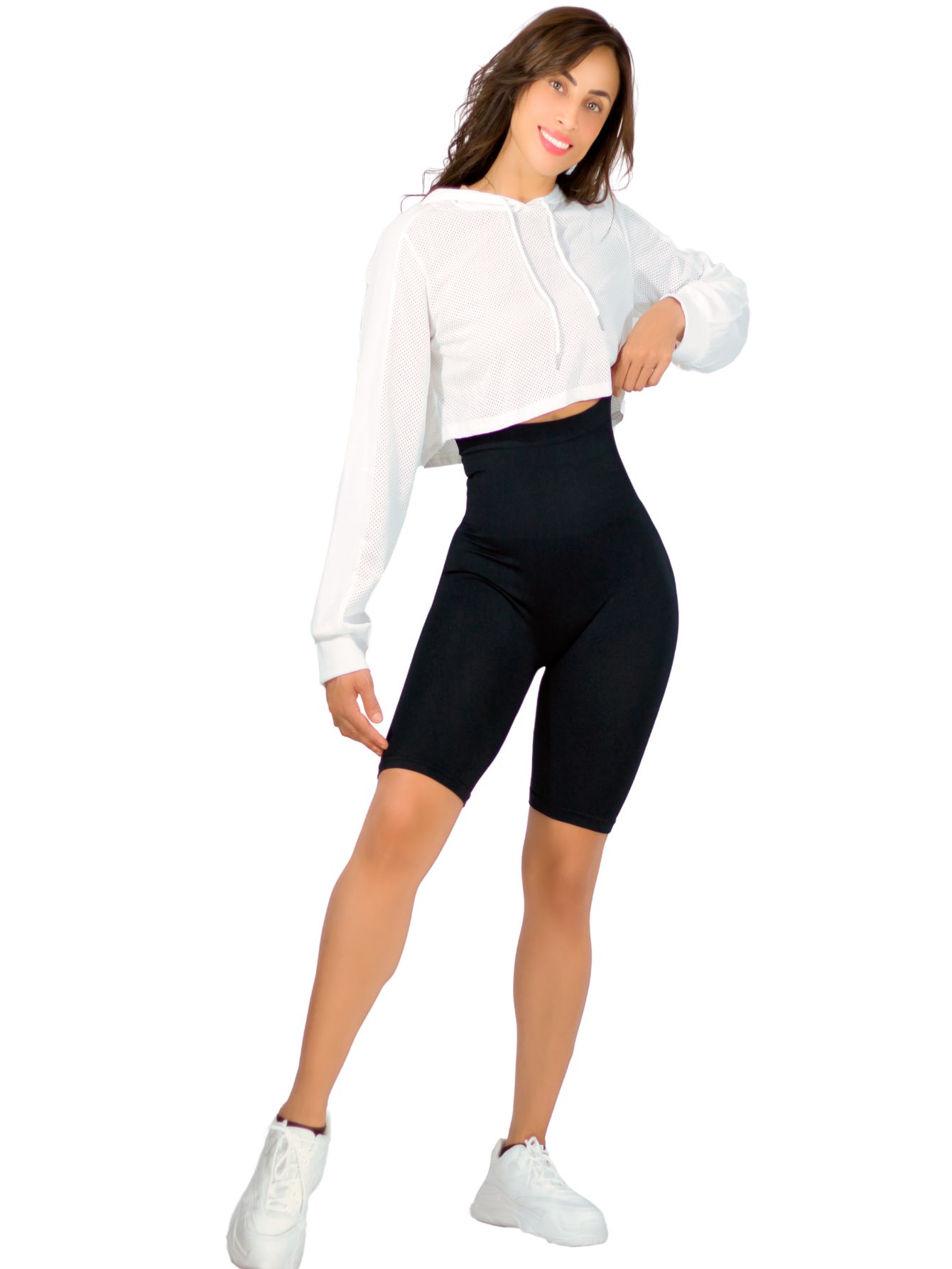 Foto 2 pulgar | Short Deportivo o Casual de Tiro Extra Alto Estilo Push Up Negro para Mujer