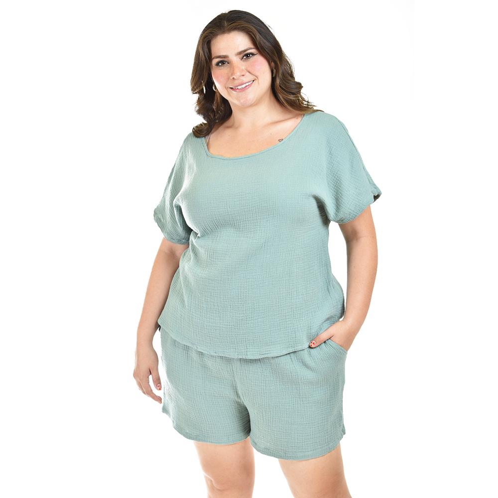 Foto 5 | Set De Algodon 2 Piezas Roman Fashion /tallas Extras, 008 (verde) Verde