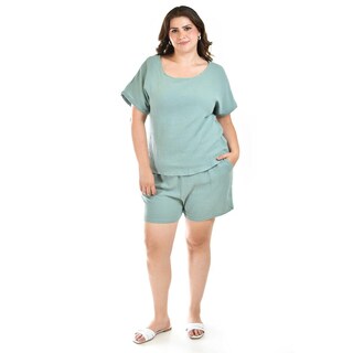 Foto 6 | Set De Algodon 2 Piezas Roman Fashion /tallas Extras, 008 (verde) Verde