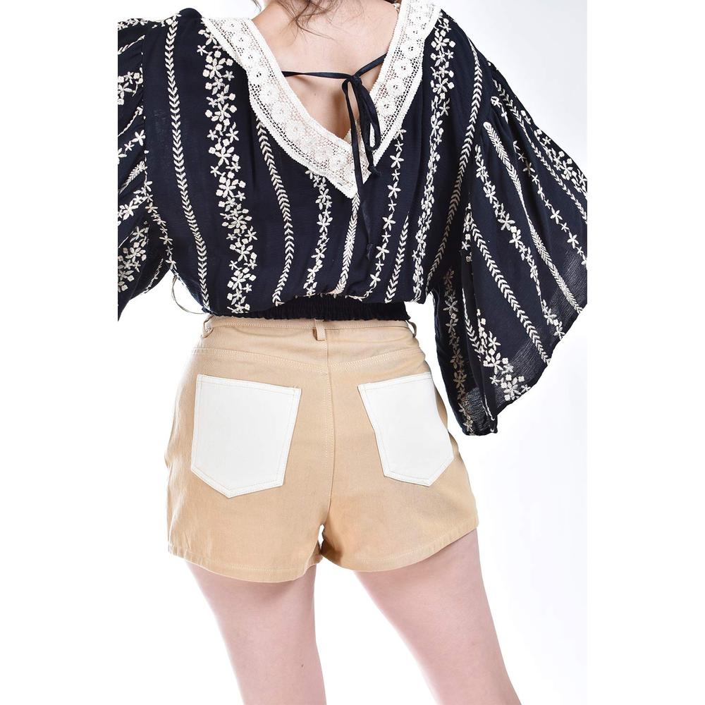 Foto 6 pulgar | Short Bicolor Roman Fashion /juvenil, 5430 (cafe - Arena) Cafe