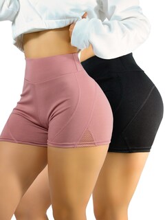 Foto 1 | Set De Dos Shorts De Mujer Corto Deportivo Stretch Sh-052 Color Negro Con Costuras Visibles