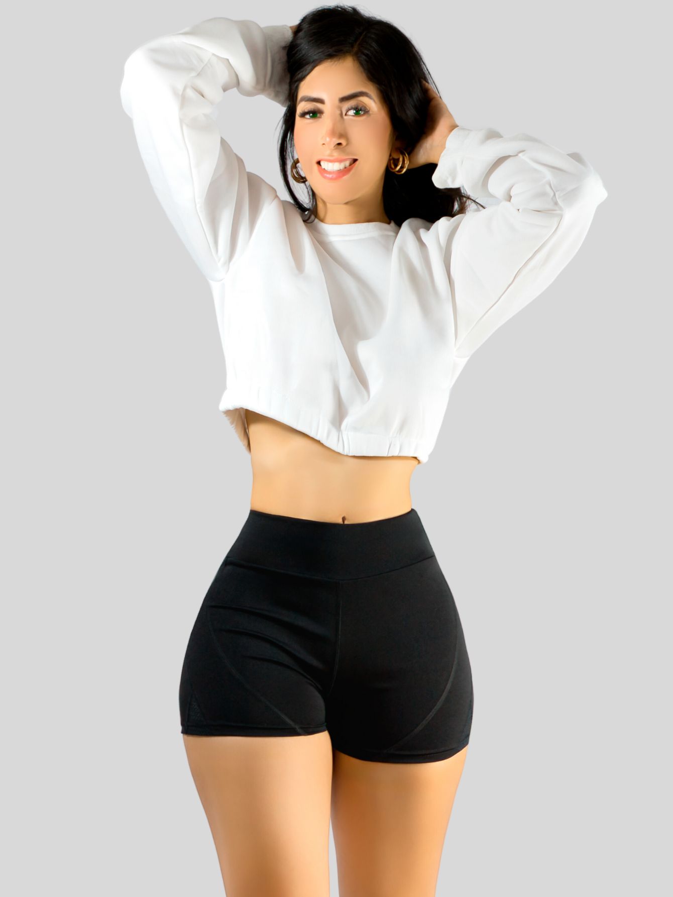 Foto 8 pulgar | Set De Dos Shorts De Mujer Corto Deportivo Stretch Sh-052 Color Negro Con Costuras Visibles