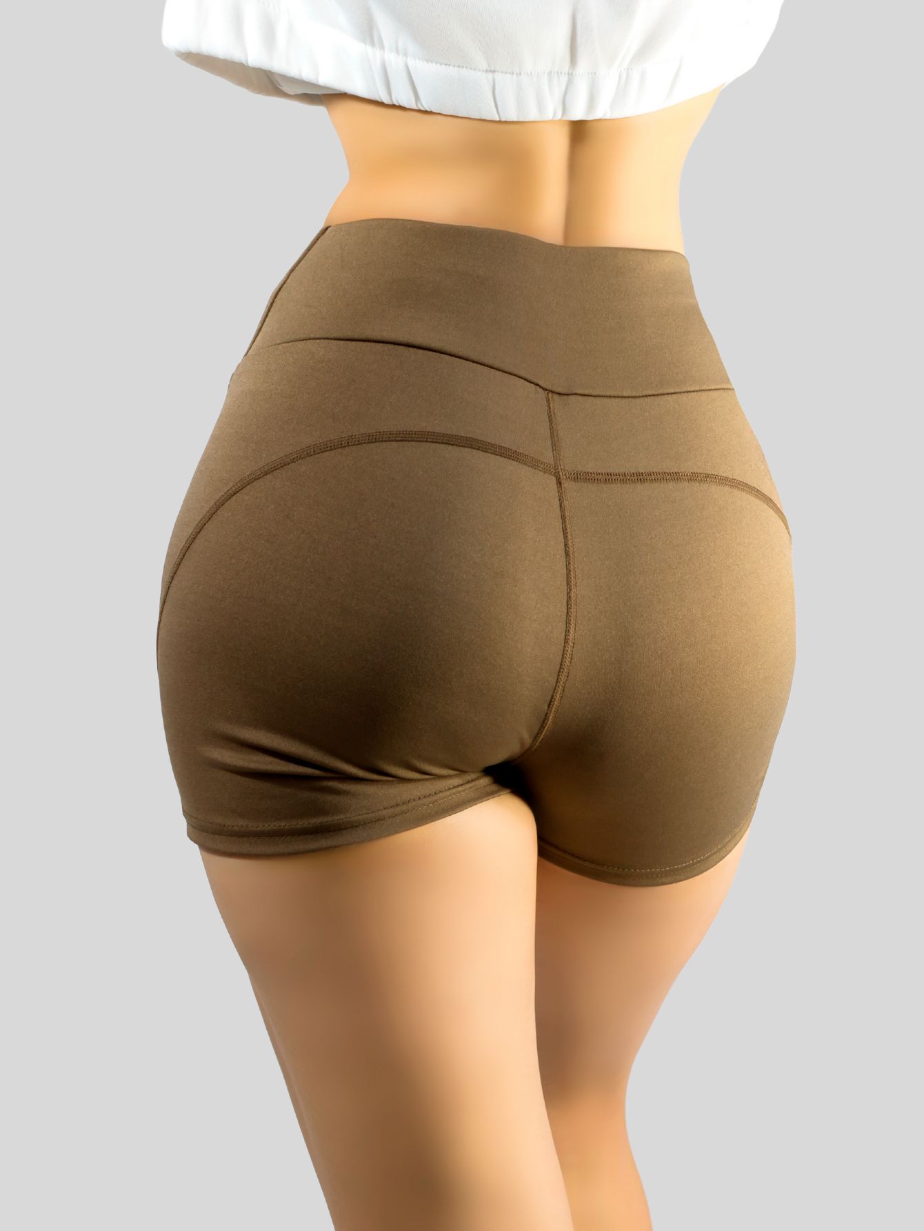 Foto 2 | Short De Mujer Corto Deportivo Stretch Sh-052 Color Cafe Con Costuras Visibles