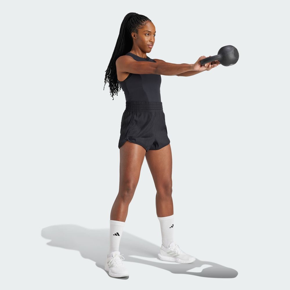 Foto 7 pulgar | Shorts Pacer All Gym Seasonal Rib Corte Alto 3 Franjas Adidas Negro Mujer