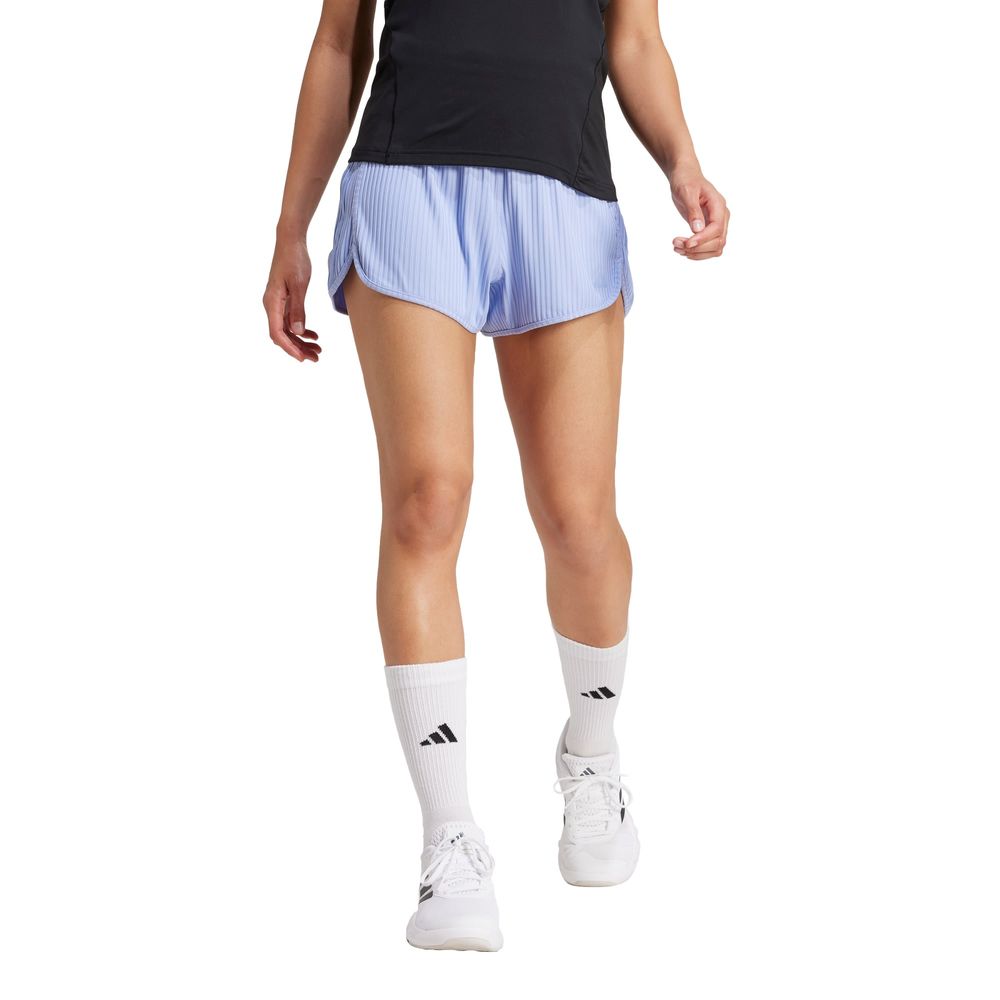 Foto 3 pulgar | Shorts Pacer All Gym Seasonal Rib Corte Alto 3 Franjas Adidas Azul Mujer