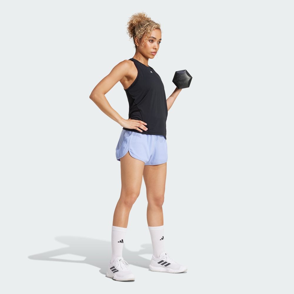 Foto 7 pulgar | Shorts Pacer All Gym Seasonal Rib Corte Alto 3 Franjas Adidas Azul Mujer