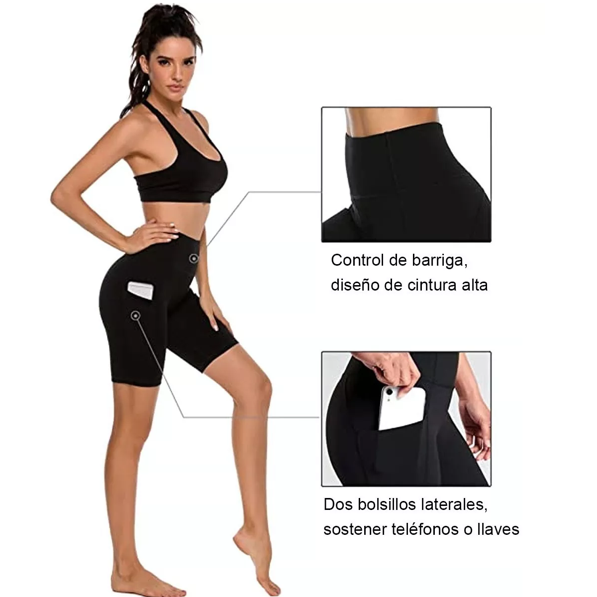 Foto 4 pulgar | Short Licra Deportiva Gym Correr Super Calidad Bolsa Celulartalla M  Eo Safe Imports Esi-14934 Negro