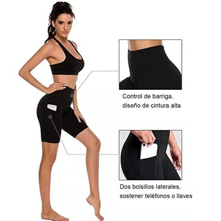 Foto 3 | Short Licra Deportiva Gym Correr Super Calidad Bolsa Celulartalla M Eo Safe Imports Esi-14934 Negro