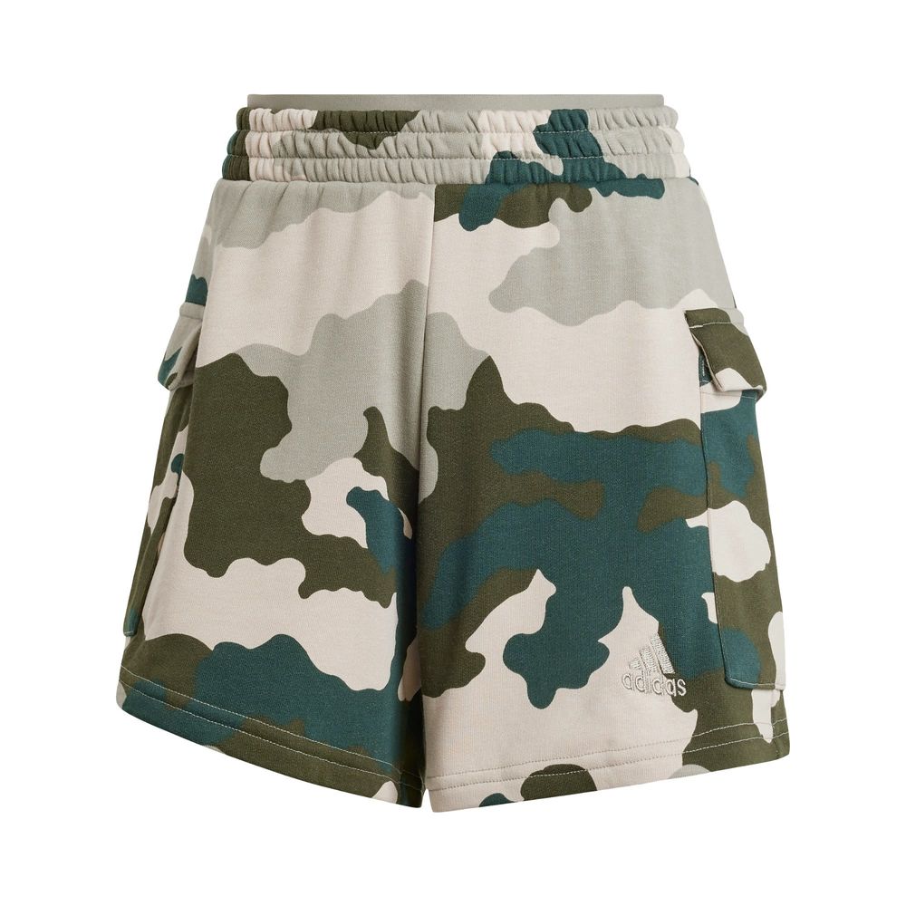Foto 2 pulgar | Shorts Cargo Essentials 3 Franjas Estampado De Camuflaje Adidas Verde Mujer