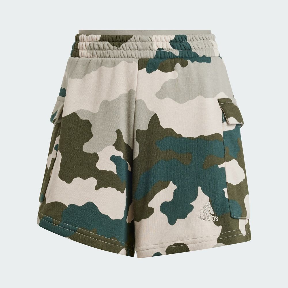 Foto 4 pulgar | Shorts Cargo Essentials 3 Franjas Estampado De Camuflaje Adidas Verde Mujer