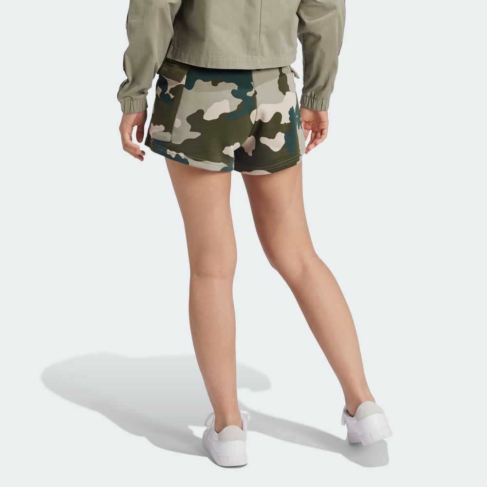 Foto 6 pulgar | Shorts Cargo Essentials 3 Franjas Estampado De Camuflaje Adidas Verde Mujer