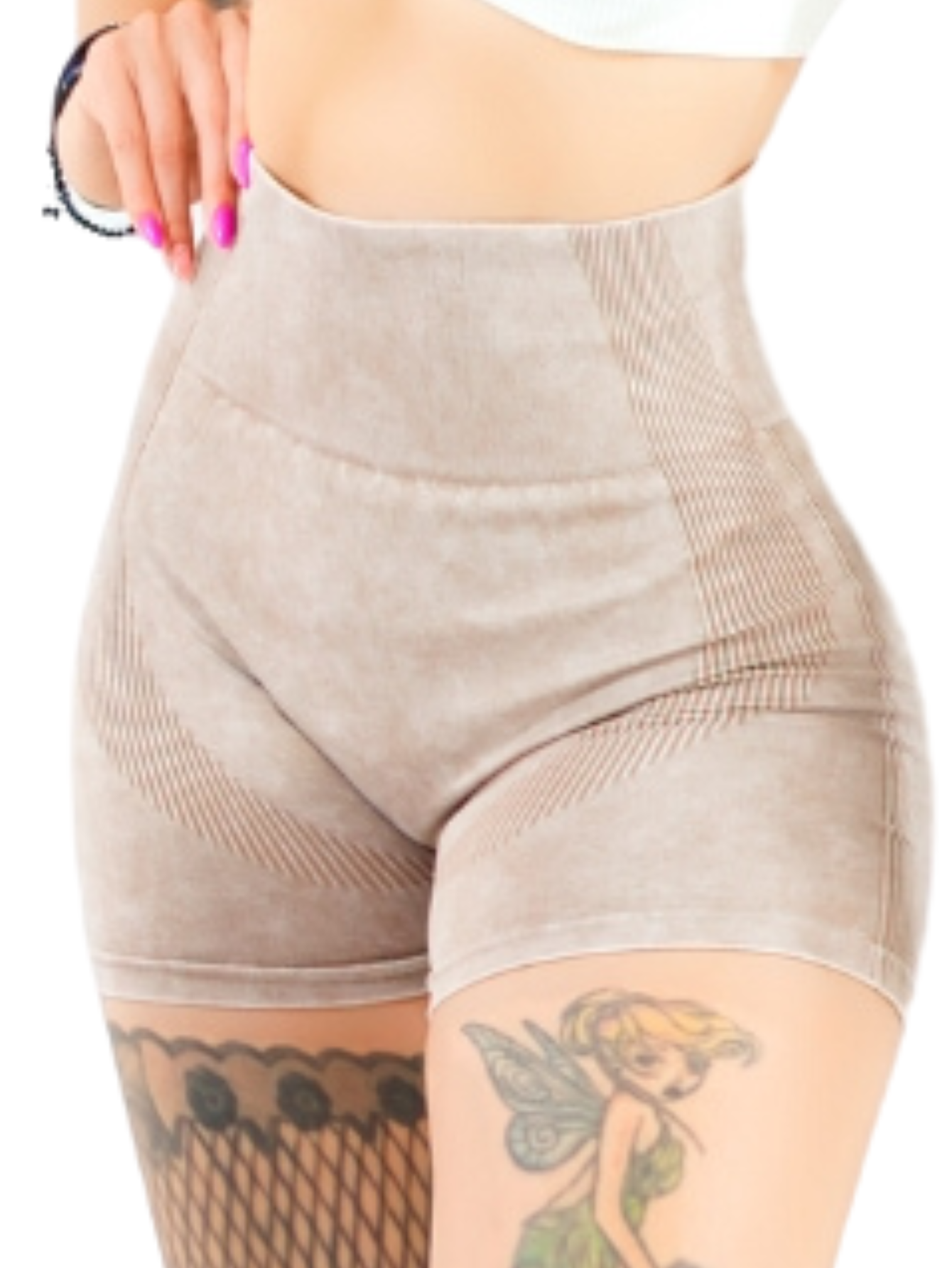 Foto 2 pulgar | Biker Short Mujer Stretch Shore Dama Sh-054 Beige Chores Gym Talle Alto