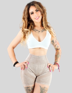Foto 4 | Biker Short Mujer Stretch Shore Dama Sh-054 Beige Chores Gym Talle Alto