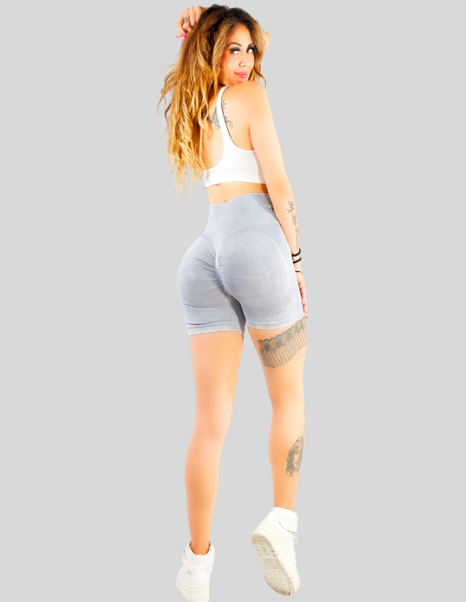 Foto 3 | Biker Short Mujer Stretch Shore Dama Sh-054 Gris Claro Chores Gym Talle Alto