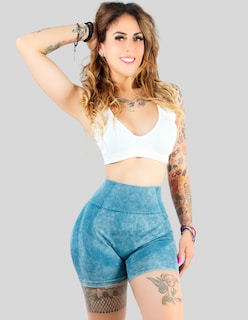 Foto 4 | Biker Short Mujer Stretch Shore Dama Sh-054 Azul Chores Gym Talle Alto