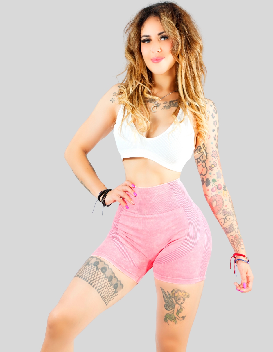 Foto 5 pulgar | Biker Short Mujer Stretch Shore Dama Sh-054 Rosa Chores Gym Talle Alto