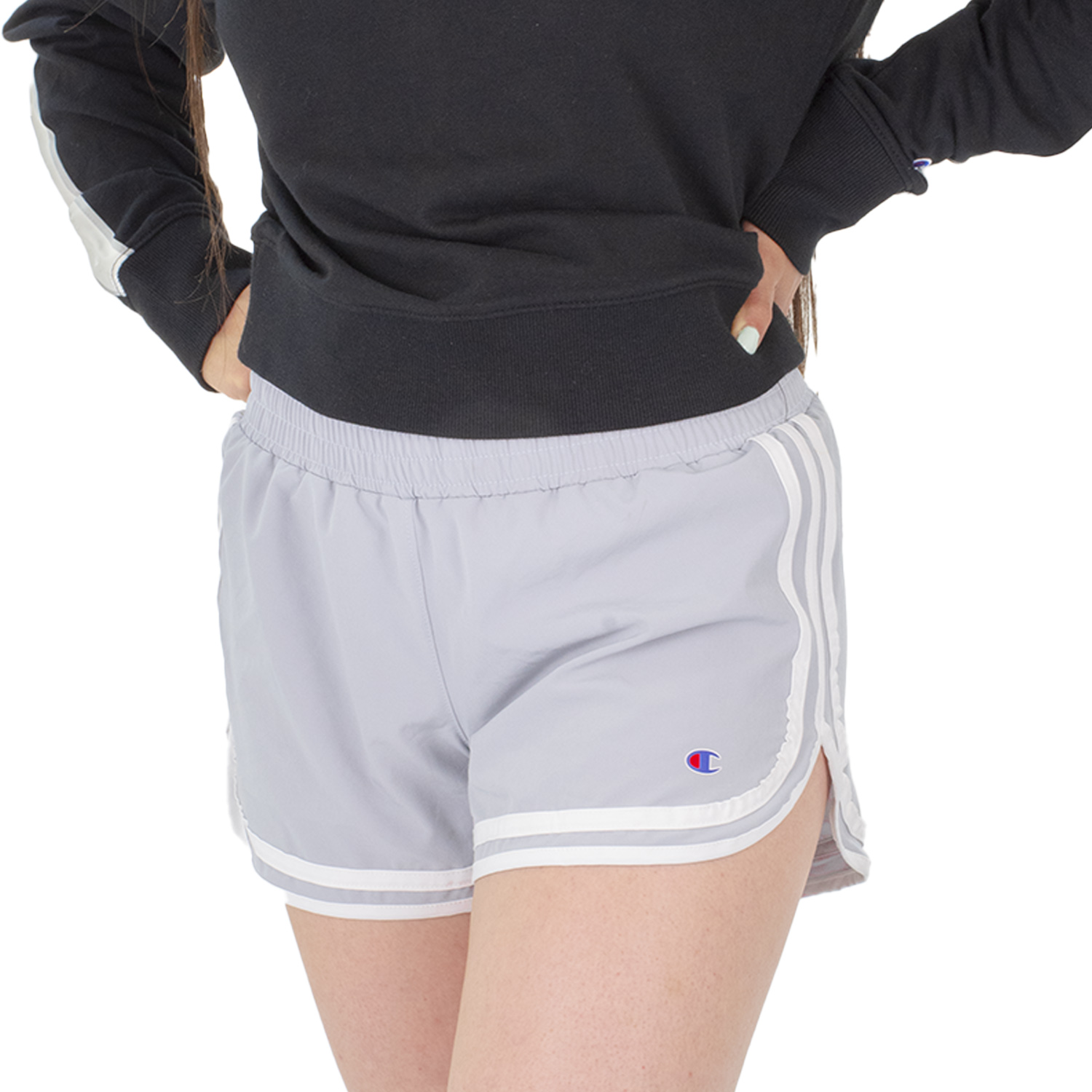Foto 2 pulgar | Short Deportivo Champion Varsity Gris  Color Gris  Mujer Modelo Ct10750mgry